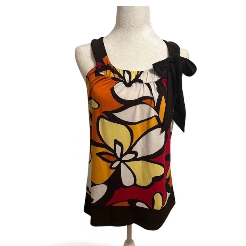 AB small Y2K orange brown retro dopamine‎ Phoebe going out stretch top blouse - Picture 2 of 9